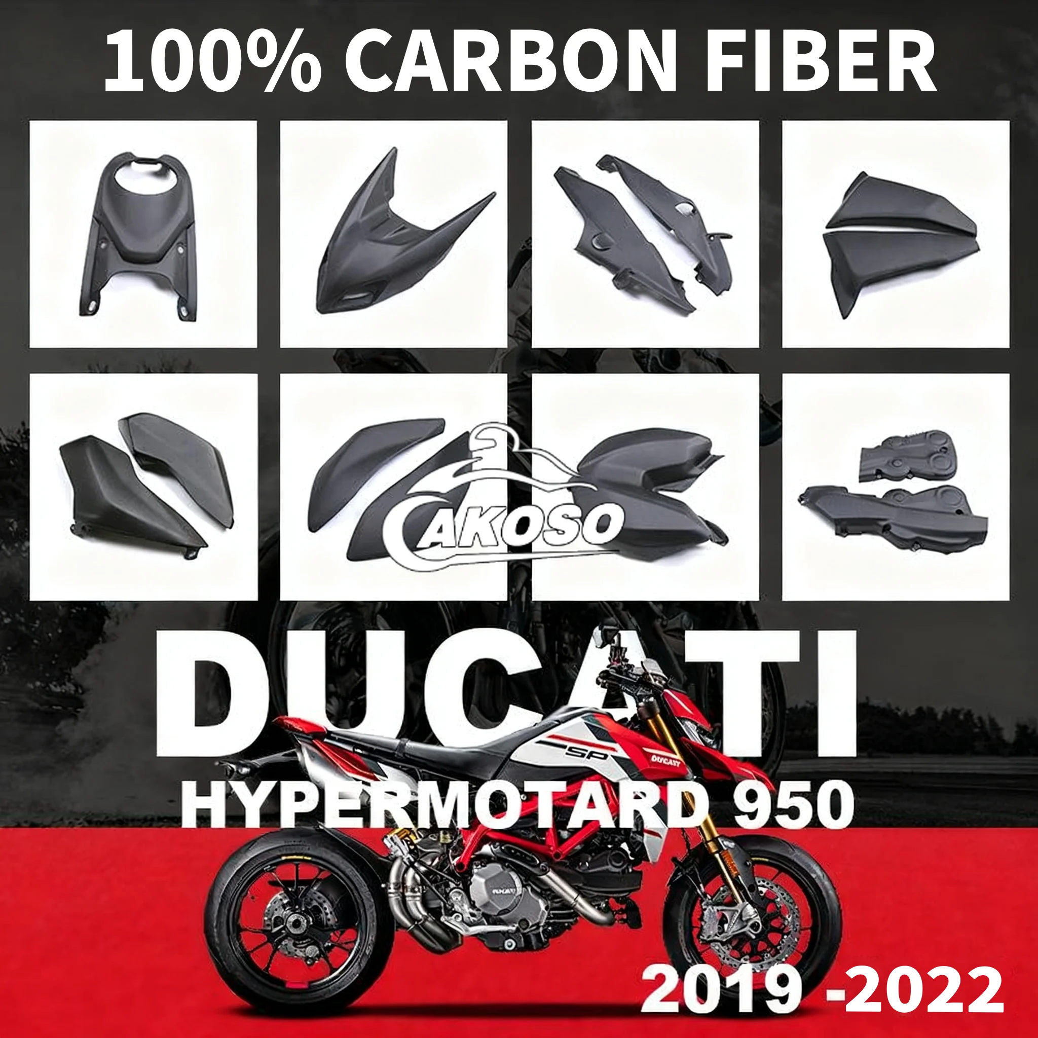 

For Ducati Hypermotard 950 2019-2022 Modified Carbon Fiber Full Fairing Kits Fenders Winglet Tank Cover Panels
