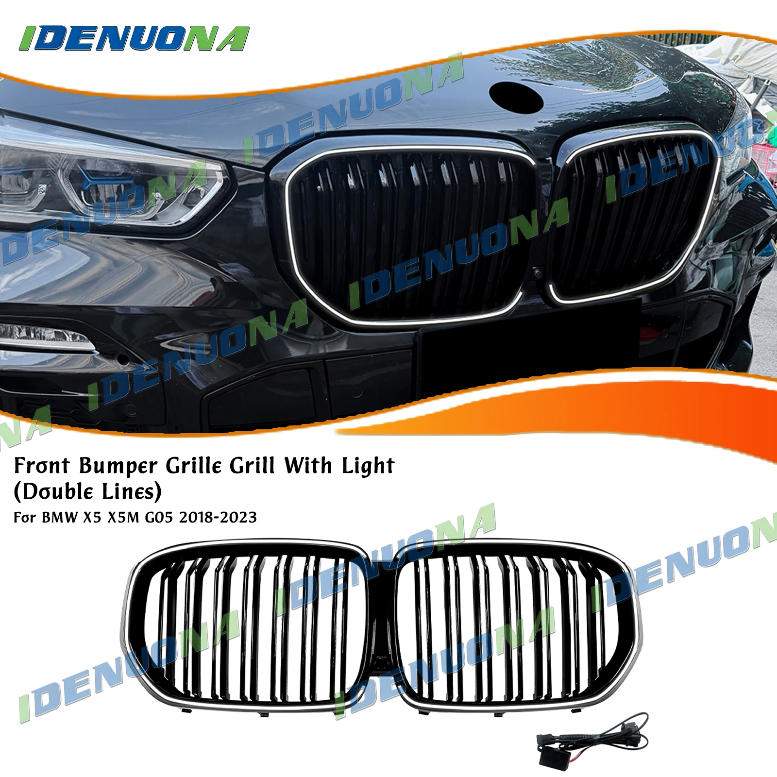 For BMW X5 X5M G05 2018-2023 Front Bumper Kidney Grille Racing Grill Upper Radiator Hood