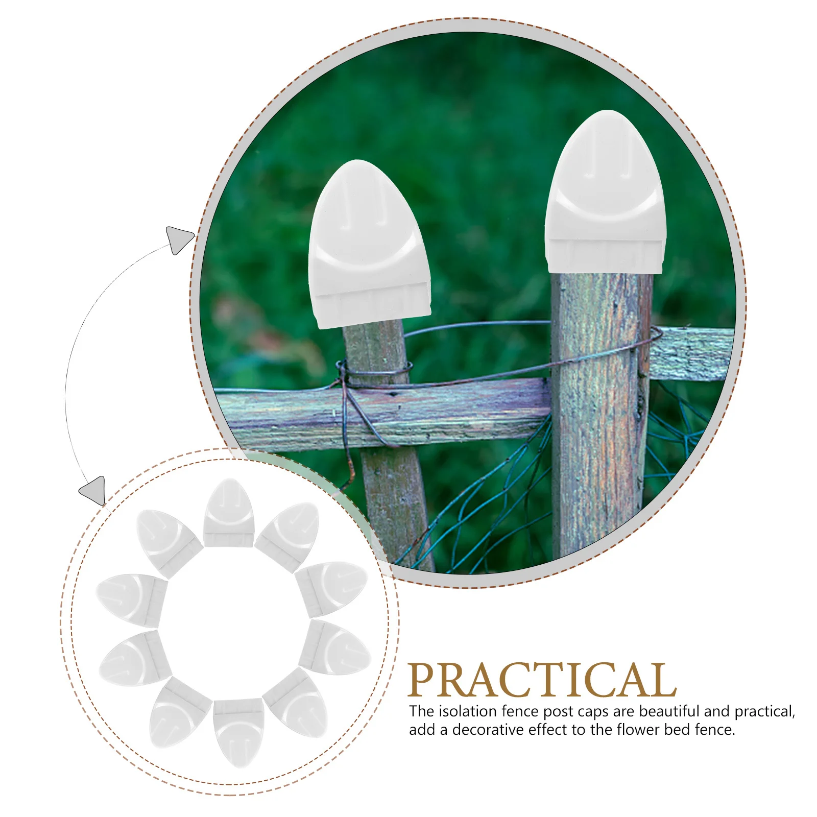 

10Pcs Decorative Fence Post Caps Plastic Railing Topper for Flower Bed Guardrail Protection Outdoor Column Wraps