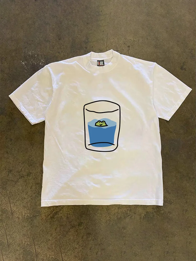 Loose Fit Cotton Short Sleeve T-Shirt Unisex Casual Comfortable Breathable Pure Cotton Double Thread T-Shirt for Summer