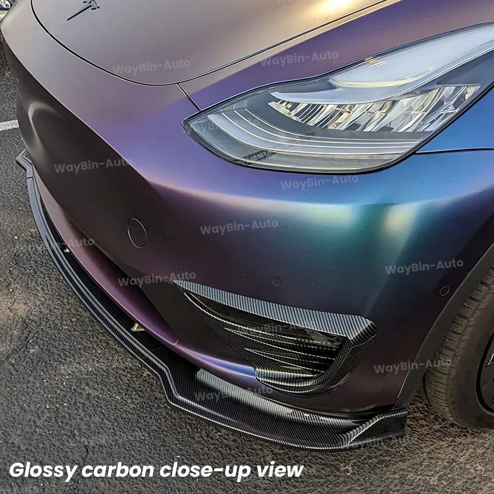 Sporty CD Front Lip Spoiler for Tesla Model 3 Y 2017-2024 | Body Kit Bumper Trim Blade -Aggressive Exterior Styling Accessories