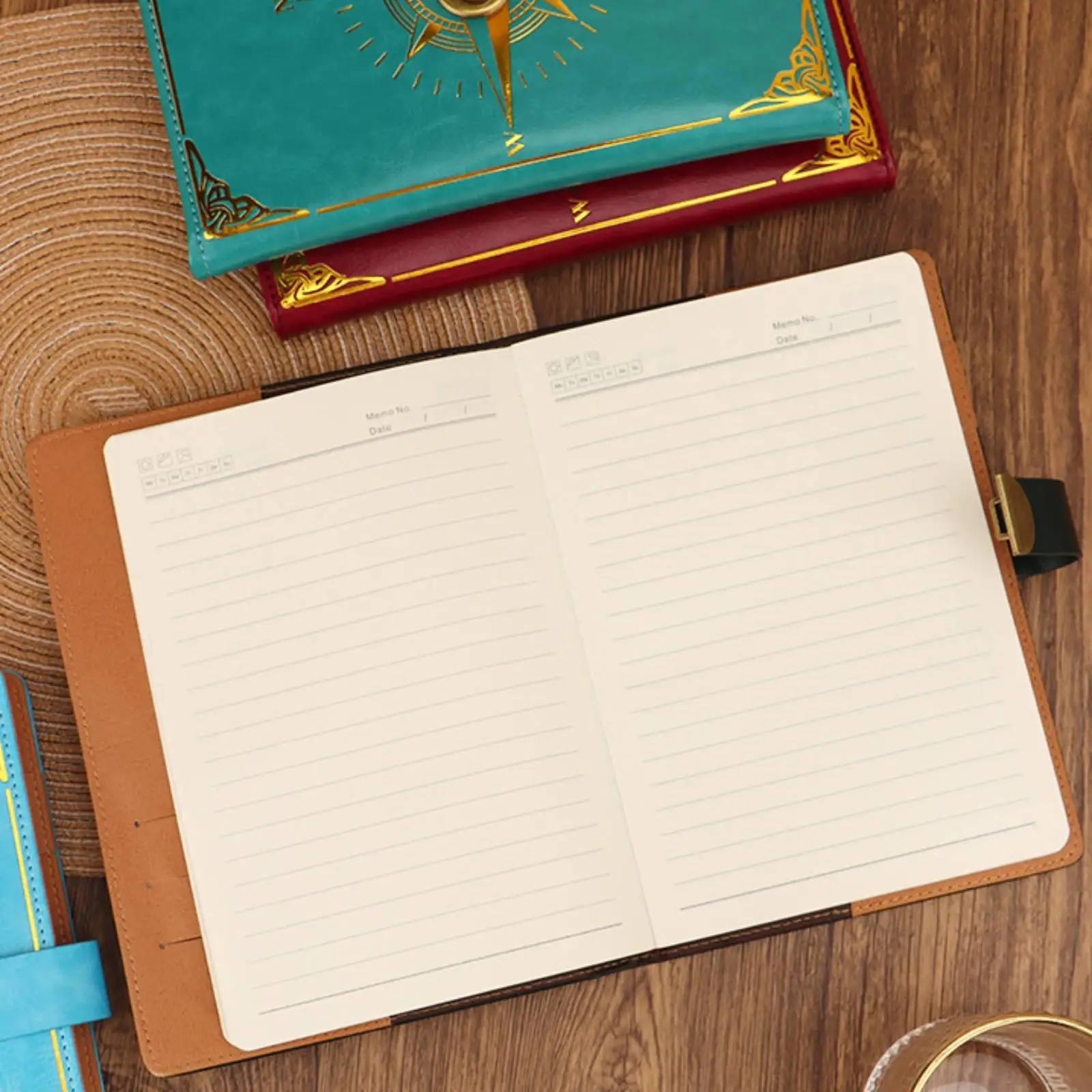 antique-gold-decorated-lockable-notebook-journal-with-strap-closure-and-lined-thick-pages-for-daily-use