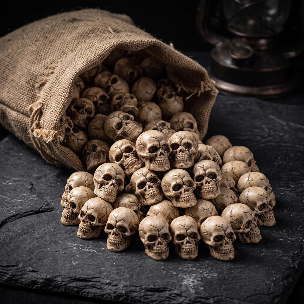 20 шт. миниатюрных черепов из смолы для украшения стола на Хэллоуин, готический декор для дома, сада, растений и ландшафта, материалы для рукоделия.