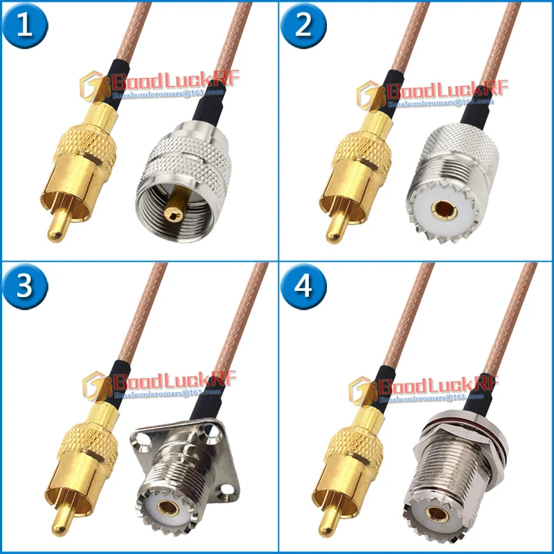 

PL259 SO239 SL16 M UHF Male to UHF Male Female Washer Nut 4 hole Flange Pigtail Jumper RG316 Extend Cable Low Loss RF Connector