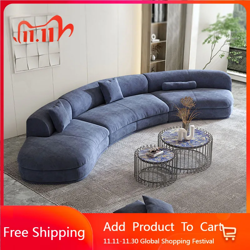 

Sectional Curved Living Room Sofas Lazy Minimalist Modern Couch Pouf Designer Lounge Relaxing Sillon Cama Postmodern Furniture