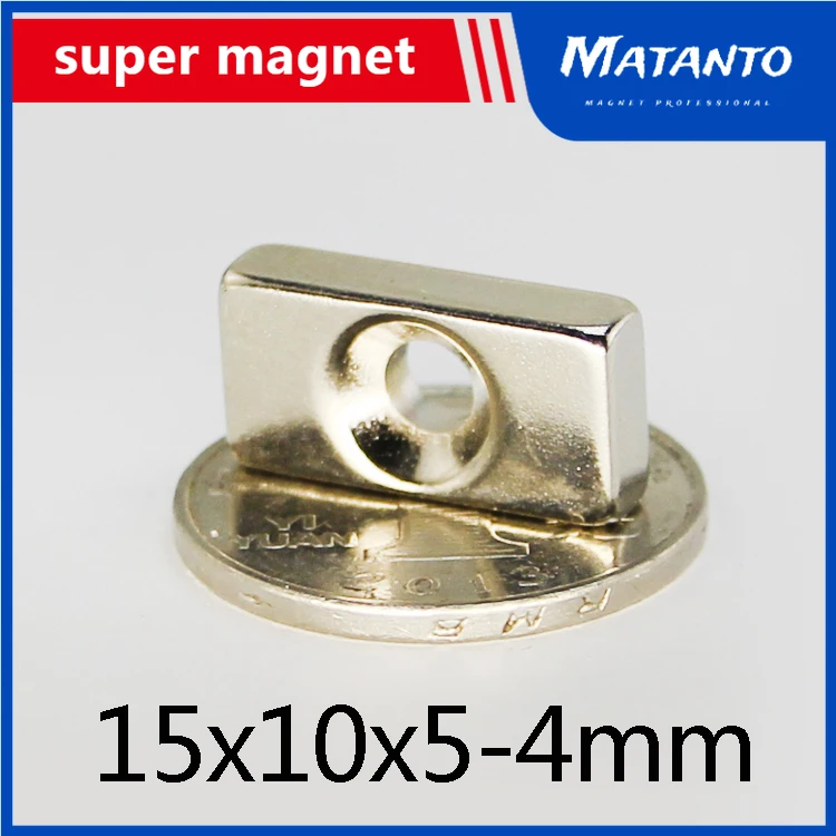 5/10/20/30/50/100pcs 15*10*5-4 Strong Neodymium Magnet hole 4mm Block Permanent Magnetic 15x10x5mm-4mm Powerful Magnets