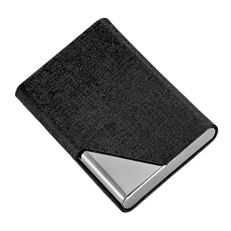 Business Card Holder with Magnetic PU Leather Stainless Steel Business Card Case ID Name Card Case for Men Women Office 95*63mm