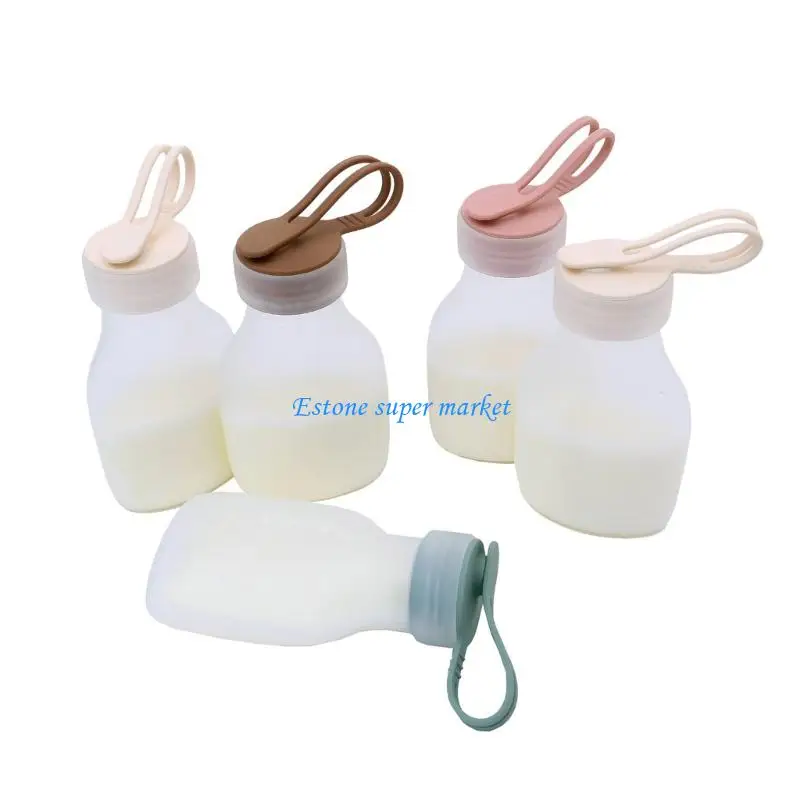 090B Botella almacenamiento leche materna silicona 2/5 piezas con solución alimentación infantil con tapa segura