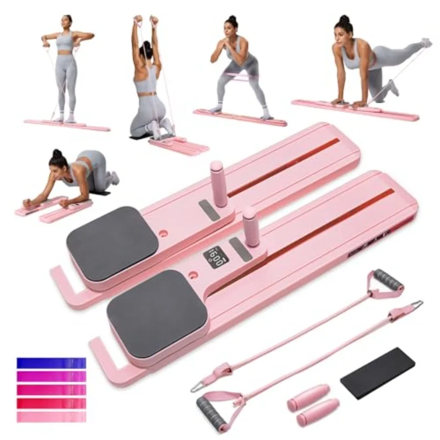 

Portable Pilates Reformer Set for Women Multi-Functional Exercise Board with Resistance Bands for Home Workouts Core Strengthen