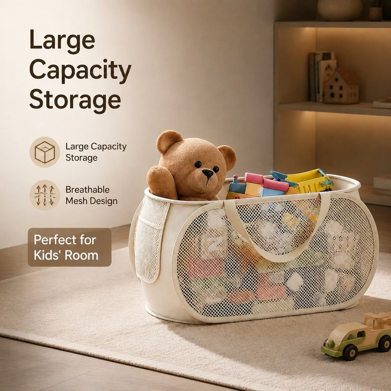 Children's Toys Storage Basket Large Capacity Laundry Basket Multifunctional Children's Dolls Breathable Storage Basket Mesh Bag
