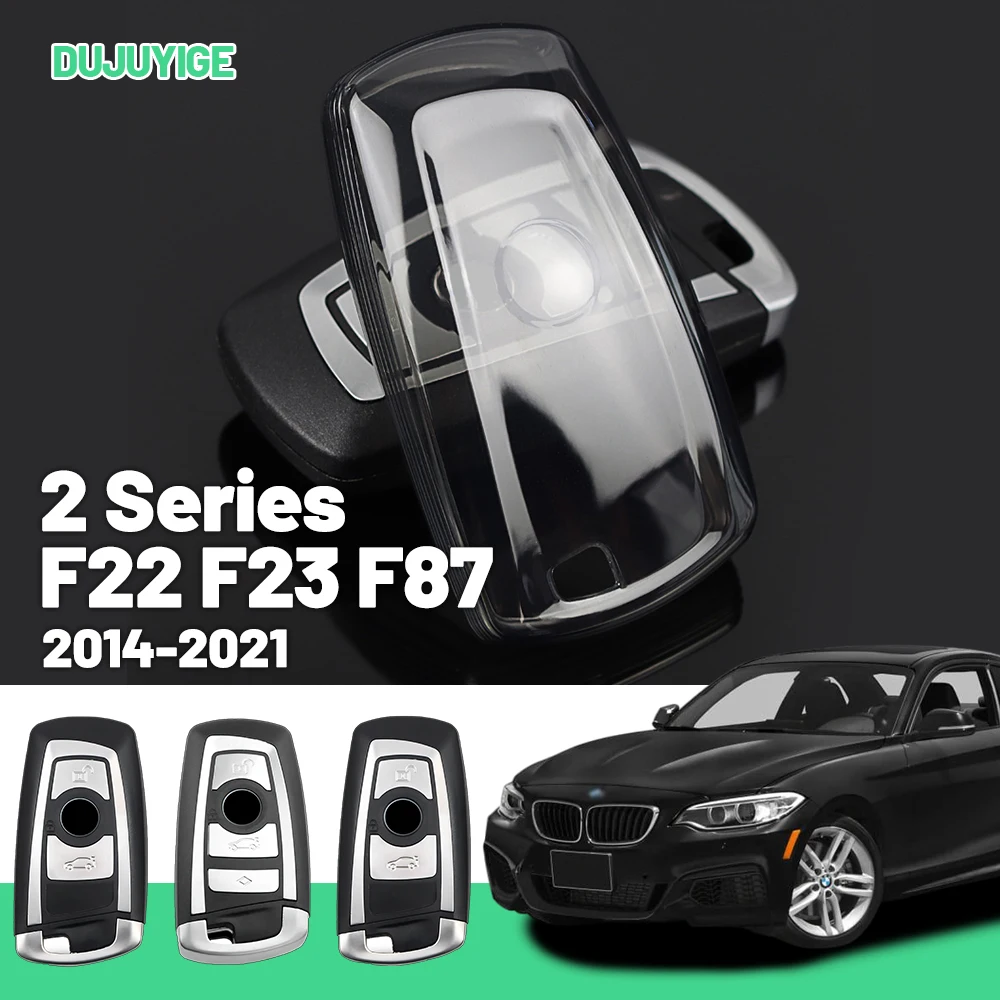 Clear TPU Car Key Case For BMW 2 Series F22 F23 F87 2014-2021 Key Fob Cover Protector Shell Auto Accessories 2015 2016 2017 2018