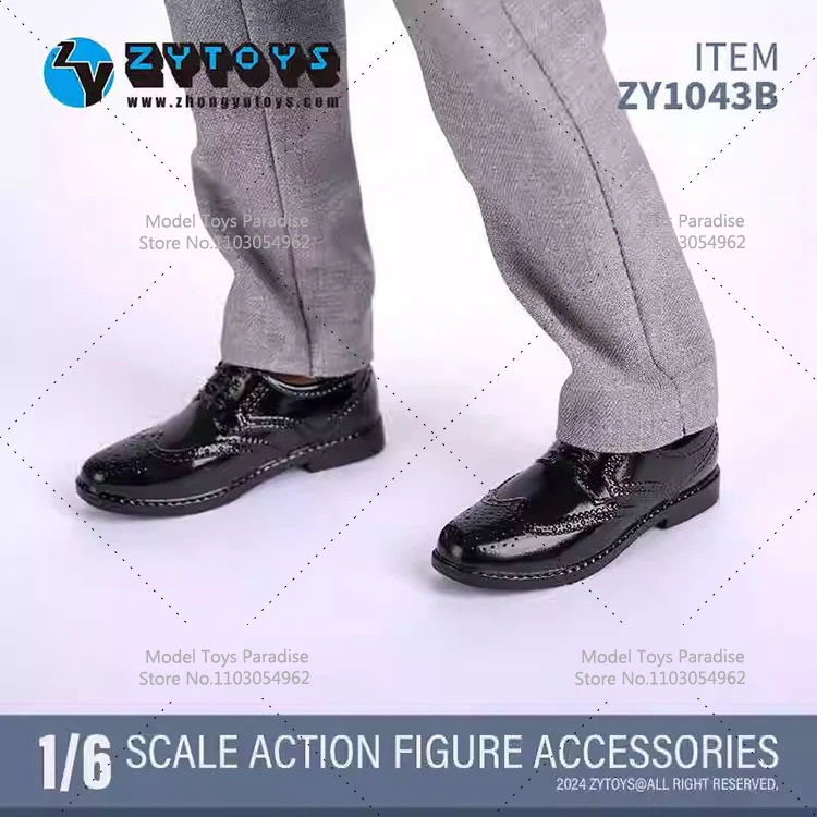 ZY1043 1/6, zapatos de cuero de negocios para soldado para hombres, zapatos Brogue huecos, accesorios de modelo aptos para cuerpo de figura de acción de 12 pulgadas