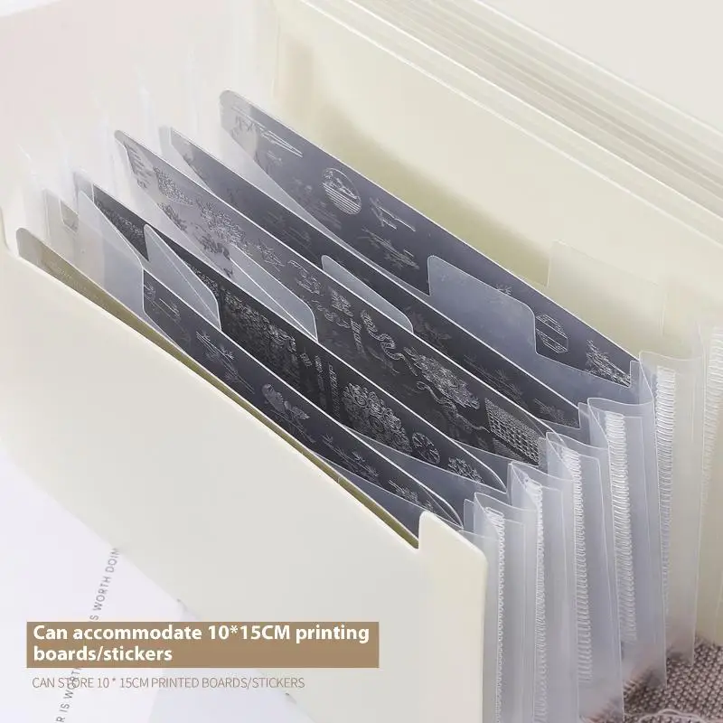 กล่องเก็บแผ่นปั๊มลายเล็บ A6 รูปทรงสี่เหลี่ยมผืนผ้า 7 ช่อง สำหรับเก็บแม่แบบเปล่า อุปกรณ์จัดเก็บแผ่นปั๊มลายเล็บ สำหรับทำเล็บ