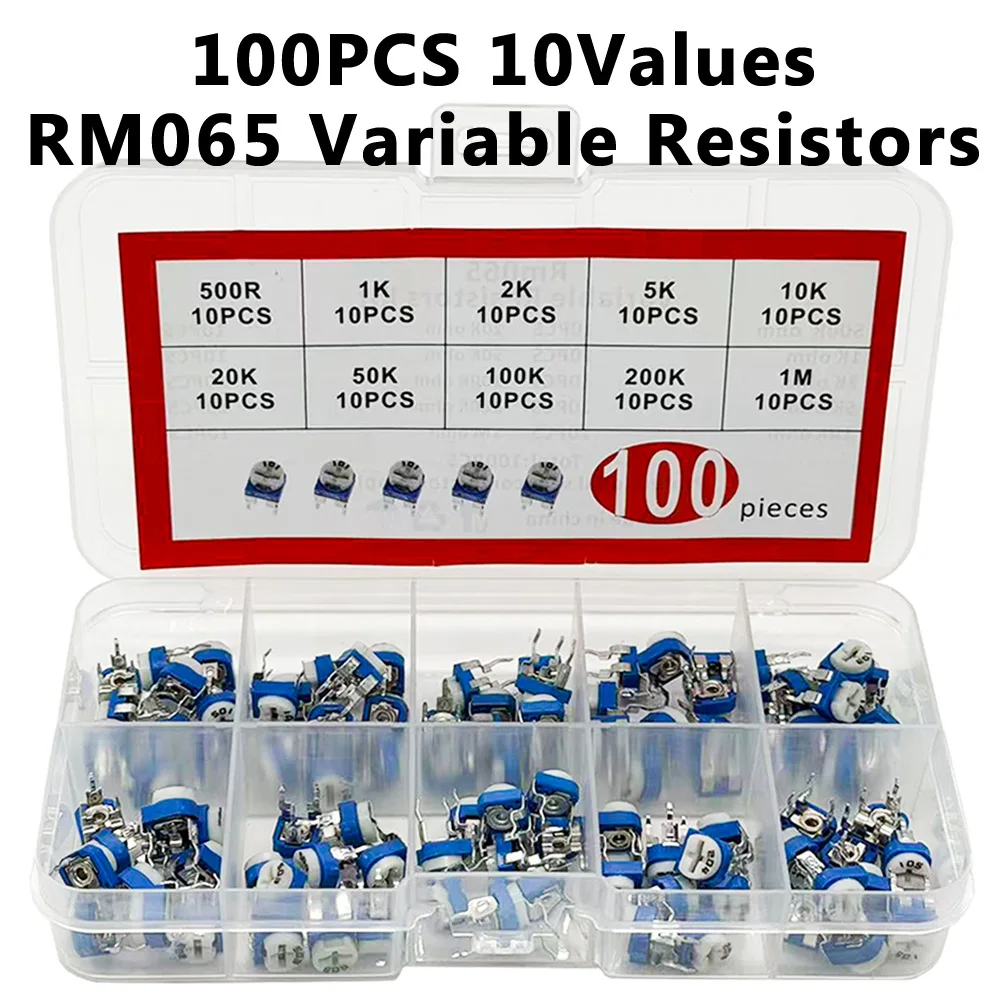 

100Pcs RM065 Variable Resistors 10 Values Electronic Component Durable And Accurate