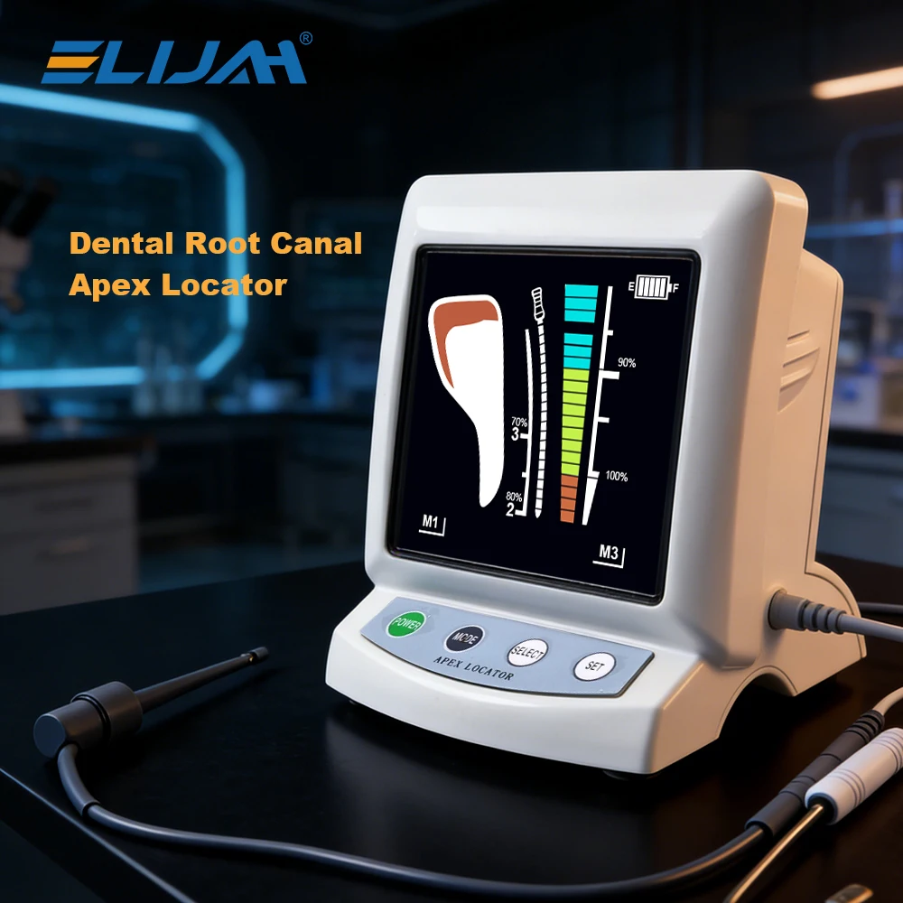ELIJAH Dental Root Canal Apex Locator Automatic Calibration Endodontic Measuring Instrument with Color LCD Screen 97.5% Accuracy