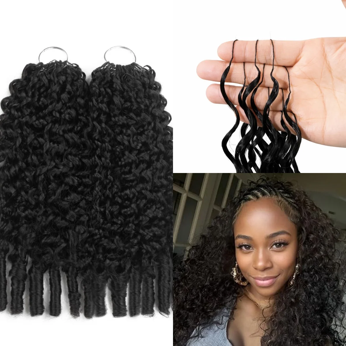 

Бирманские кудрявые волосы для наращивания, французские кудрявые волосы для крючкового плетения, предварительно разделенные, без узлов, с петлей, для женщин