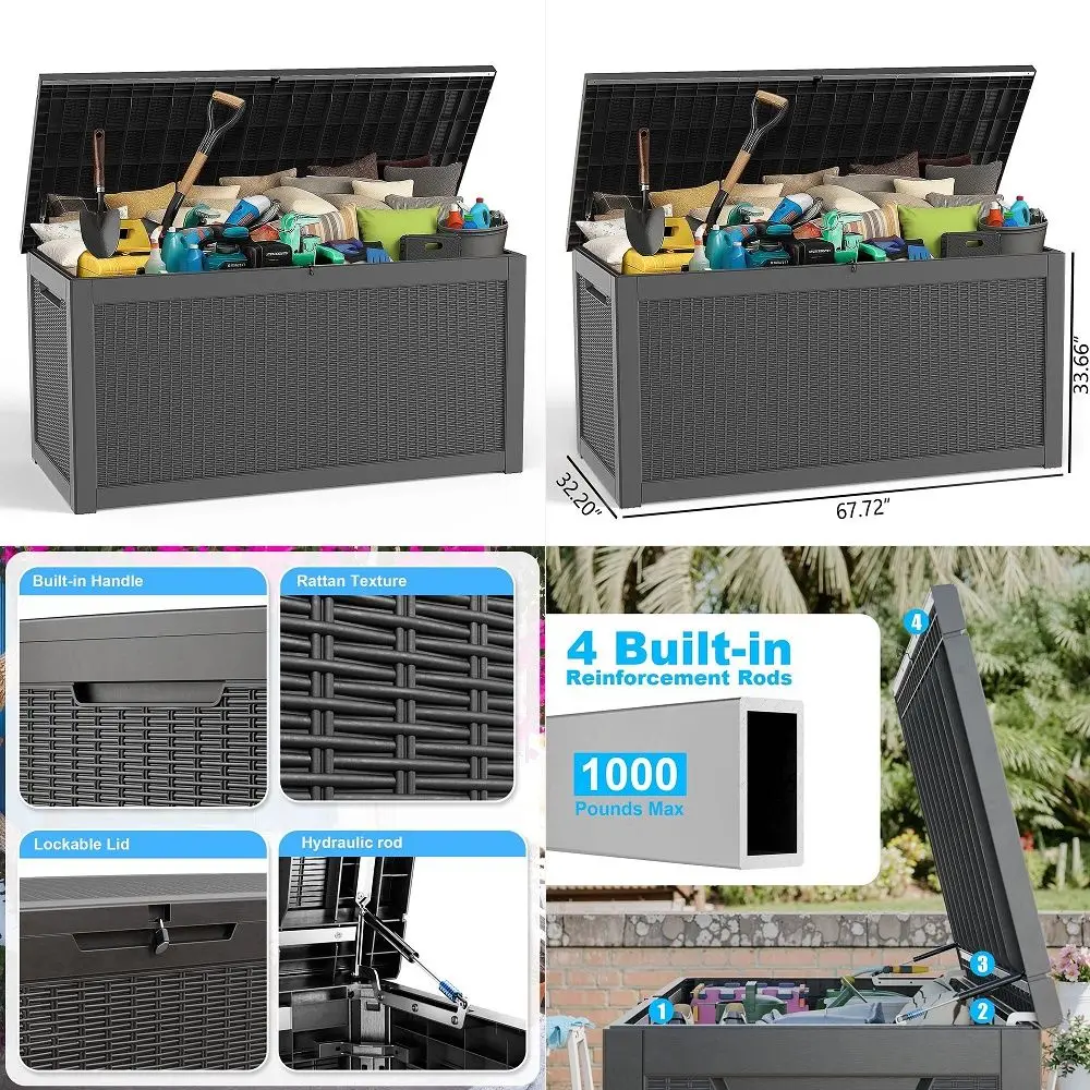 320 Gallon Waterproof Outdoor Storage Deck Box