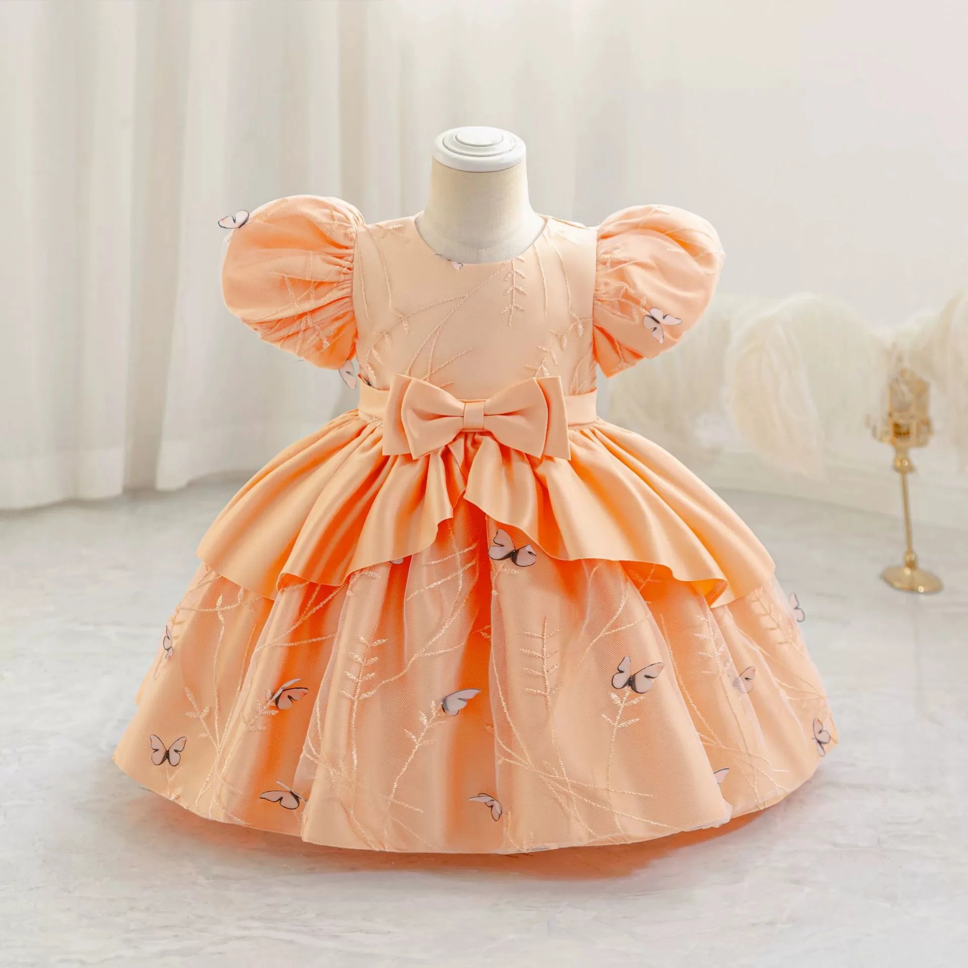 HETISO Butterfly Girl Kid's Dress Casual Cotton Baby's Dresses Spring Summer Child Birthday Ball Gown 1-4 Years