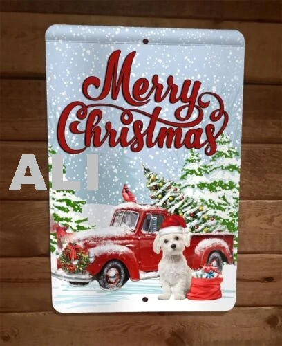 Merry Christmas Maltese Dog Xmas 8x12 Metal Wall Sign Animal Poster #2 sign