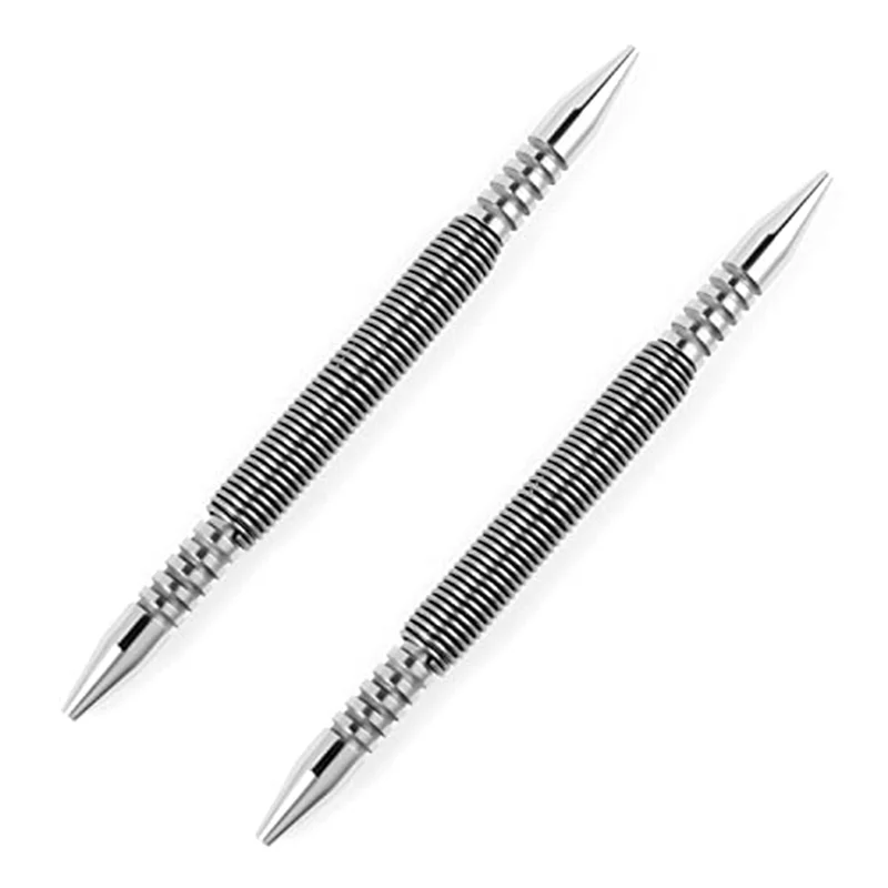 A20F-2 PCS Dual Head Nail Setters 3/32&1/8Inch Spring Nail Set Hammerless Nail Setter Punch Set