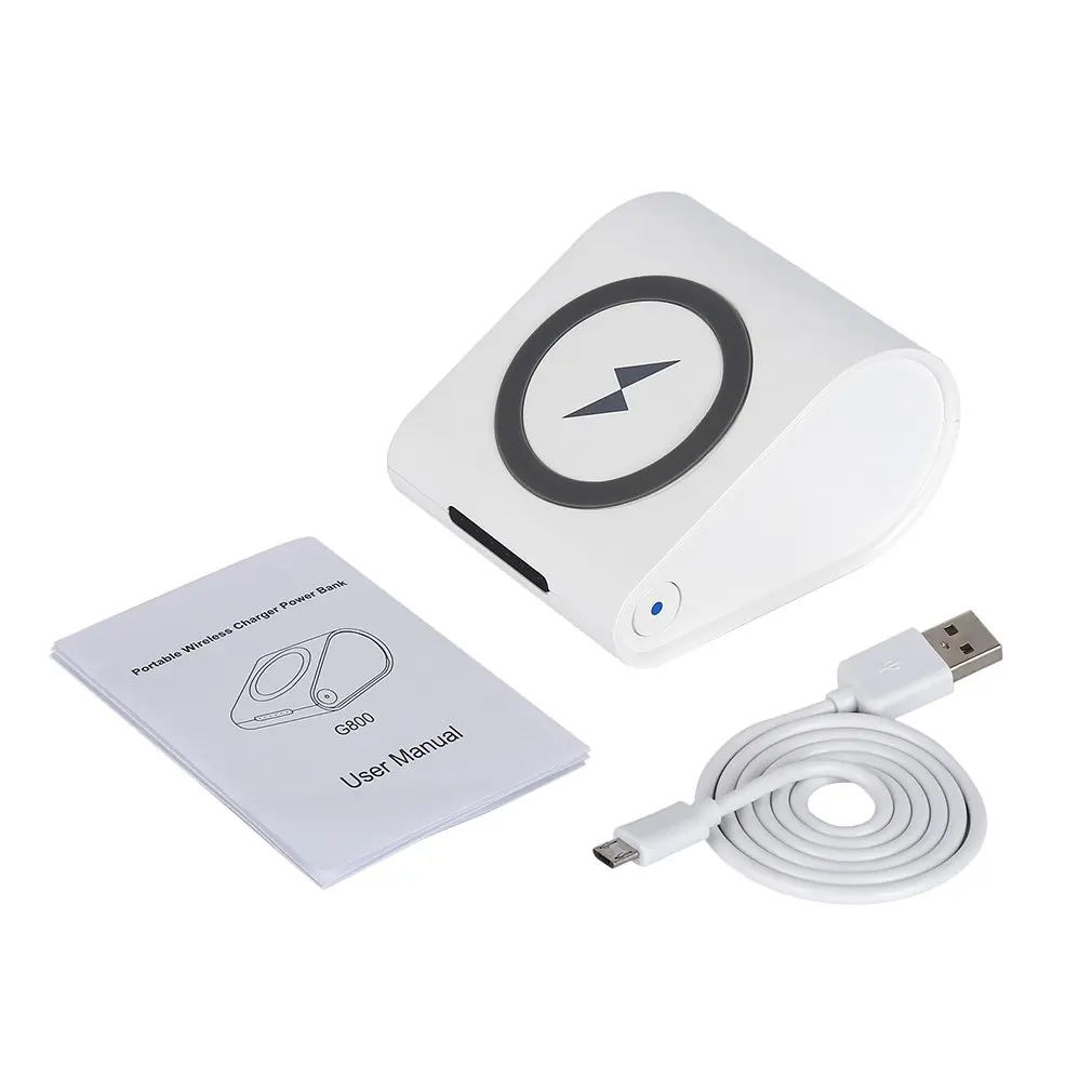 White ABS Upper and Lower Non-Slip Design Wireless Charging With Stand 10400mAh G800 Power Bank Charger For Mobile