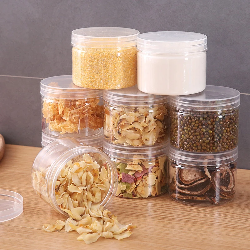 Clear Food Storage Container With Lid Plastic Sealed Candy Nut Box Food Cosmetics Storage Jar Household Kitchen Organization