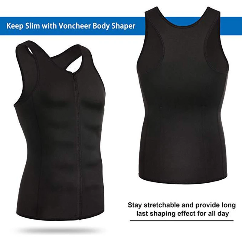 Men's Slimming Sauna Suits Compression Vest With Zipper Back Support Undershirts Trimmer Tummy Compression Tank Tops Sauna Suits - view 6