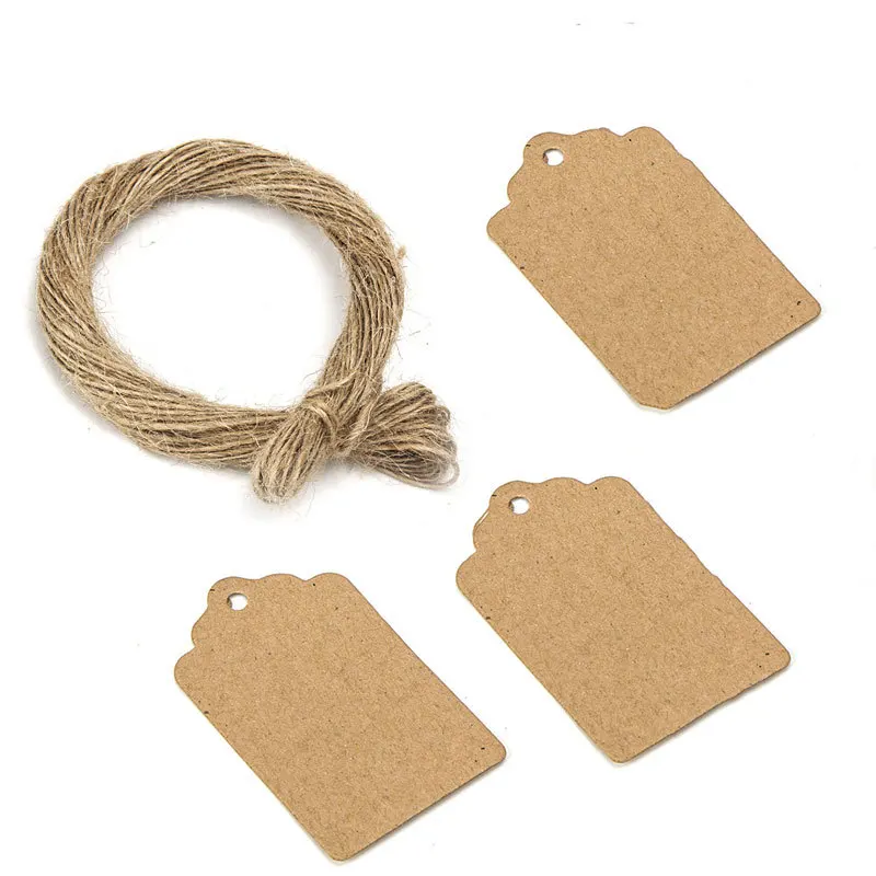 100pcs 5*3cm Packaging Label Brown Kraft /black/white Paper Tags DIY scallop Label Wedding Gift Decorating Tag