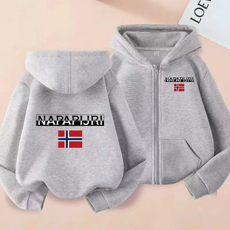 

Children's Letter Clothing Zipper Style Long Sleeve Hoodies Girls Boy Fashion Loose Coat Charming Top 3-12Yrs Leisure Sweatshirt