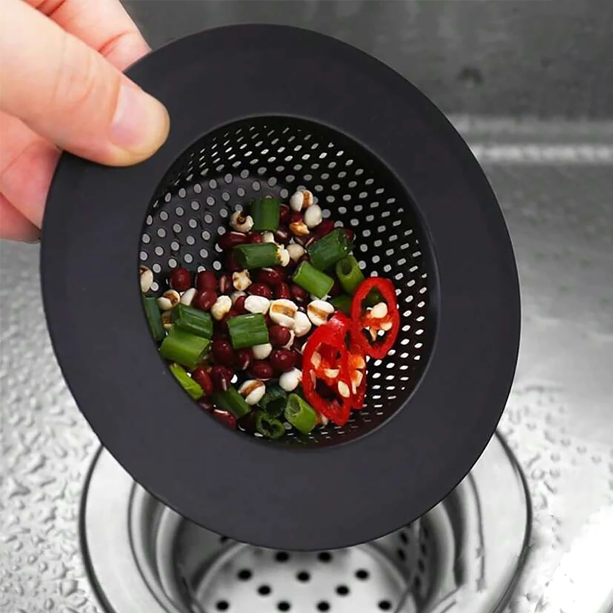 1/2 Pack of Black Matte Kitchen Sink Strainers, Available in 5.3cm / 2.08inch , 7cm / 2.87inch , 9cm / 3.54inch , 11.5cm / 4.52inch , 4 Different Sizes, Stainless Steel Sink Drain Strainer, Dishwasher Safe, Kitchen Sink Strainer, Kitchen Accessories