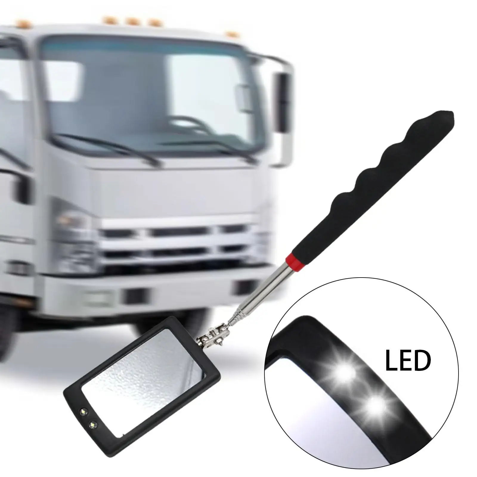 Inspection Mirror Telescoping with Lamp for Mechanical Checking Vehicle Mouth