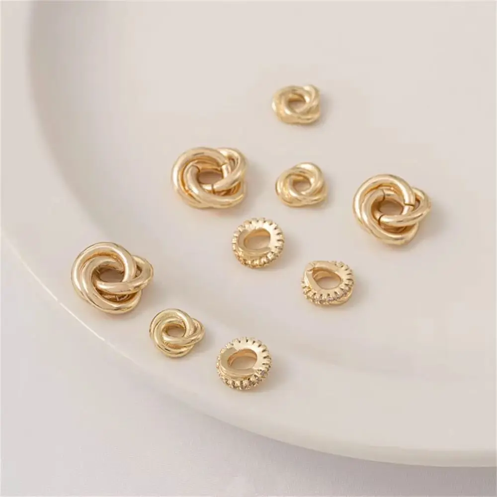 

14K Gold Plating Knot Twist Ring Spacer Bead Ferrule Accessories Handmade DIY Earrings Bracelets Ear Jewelry Handmade Materials