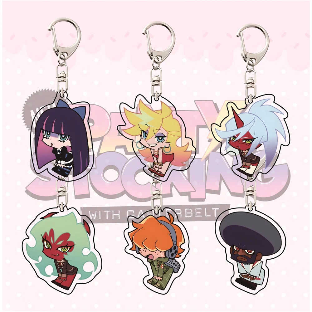 Panty & Stocking with Garterbelt 6cm Cute Chibi Bend Pose Acrylic KeychainAnime Pendant Bag Charm Collectible Gift for Fans