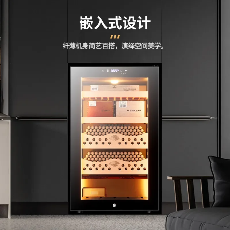 Eggplant 68C Cedar Wood Cigar Cabinet Electronic Small Temperature Control Moisture Household Tea Constant Temperature Wine