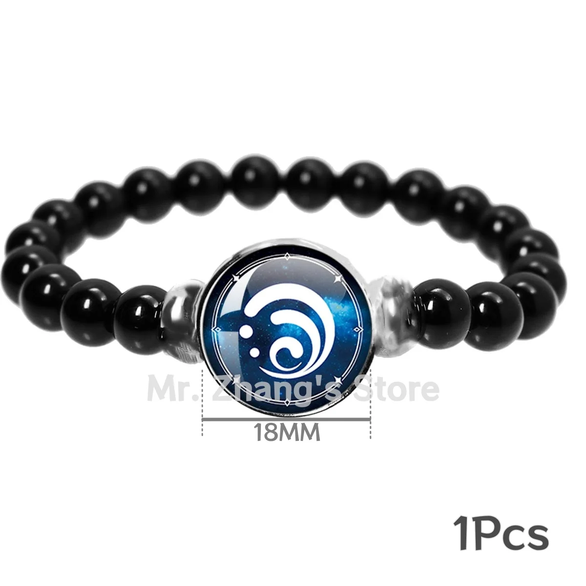 Genshin Impact Game Beaded Bracelet Eyes Of God 7 Element Weapons 18MM Glass Cabochon Pendant Bracelet Give Men Women Jewelry