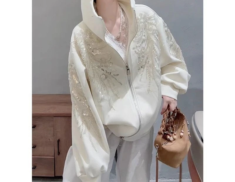 글리터 후드 스웨트셔츠 재킷 봄 신상 다용도 단색 상의