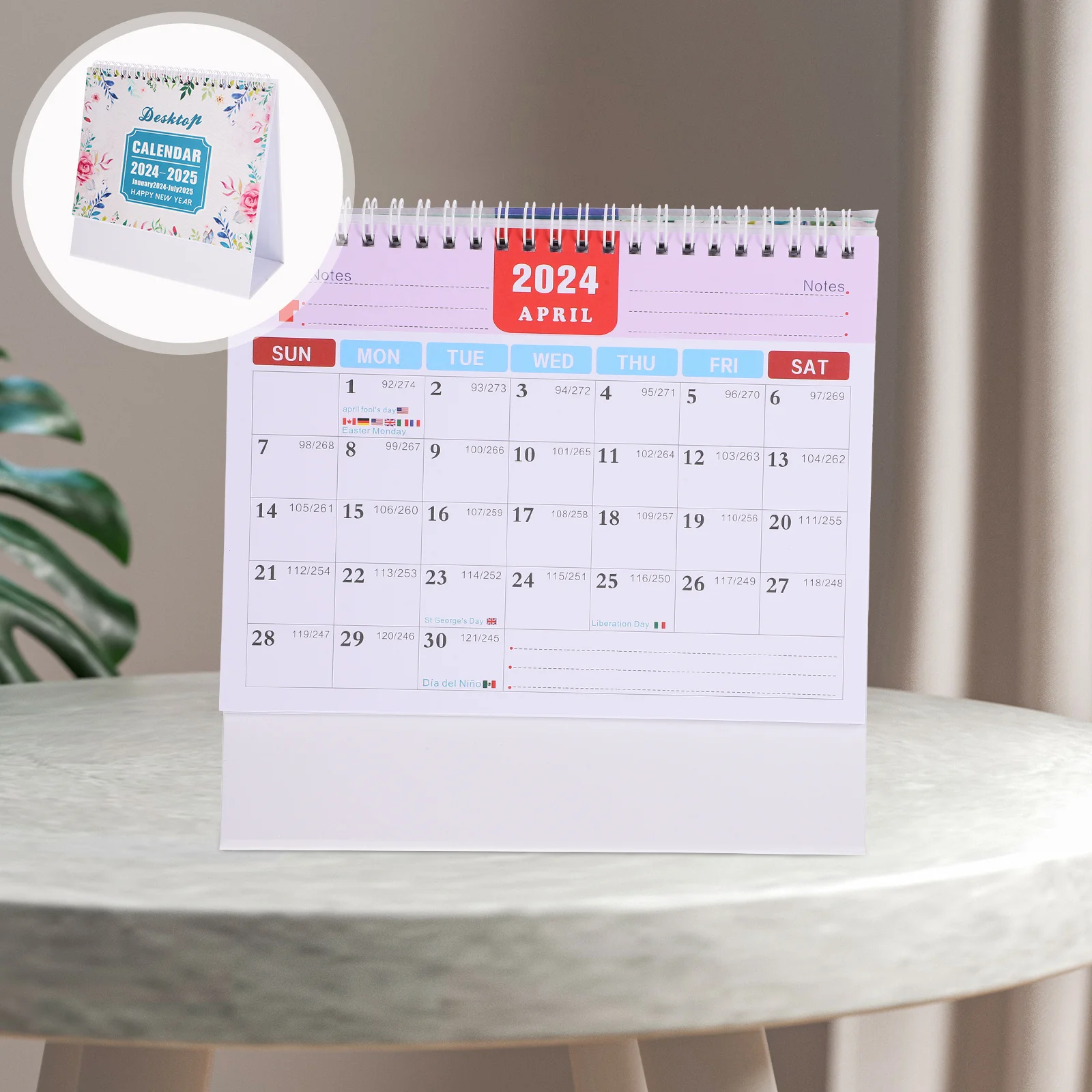 

19-месячный стол 2024-2025, минималистичный плотный бумажный металлический переплет, украшение для рабочего стола, настольный календарь, стоячий флип-органайзер для офиса