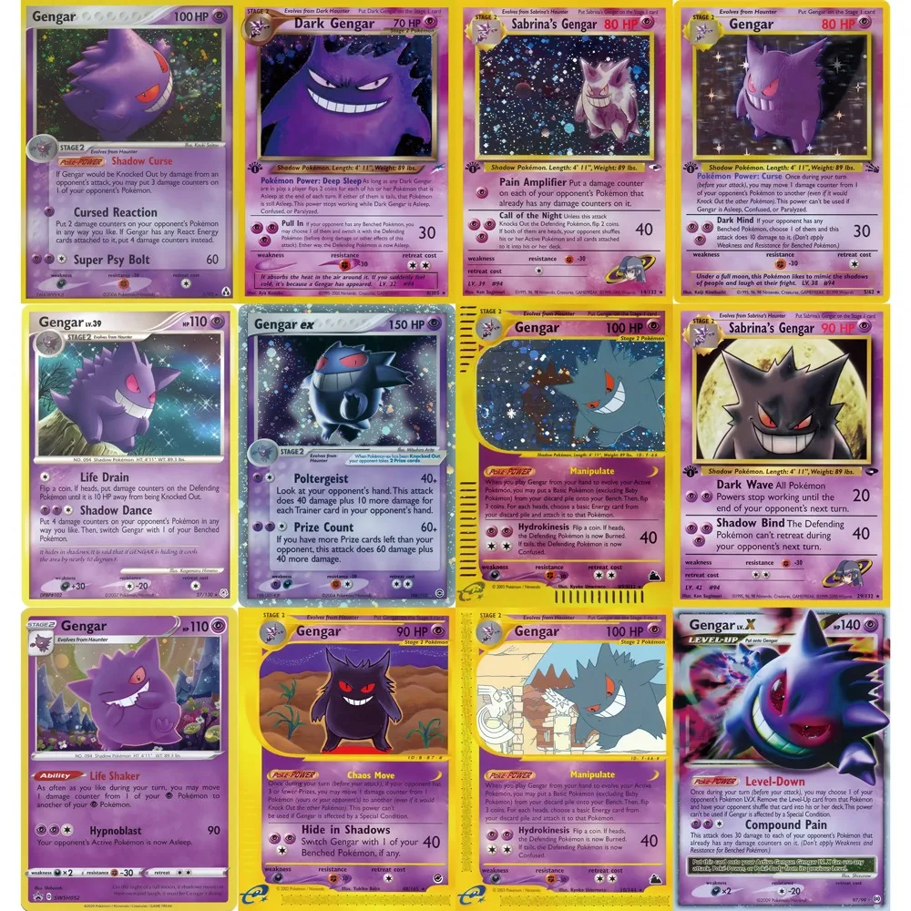 

Pokemon Cards Gengar Compilations EX Skyridge Neo Destiny PTCG Cards Holo Rare Pokemon High Quality Game Collection Cards Gift
