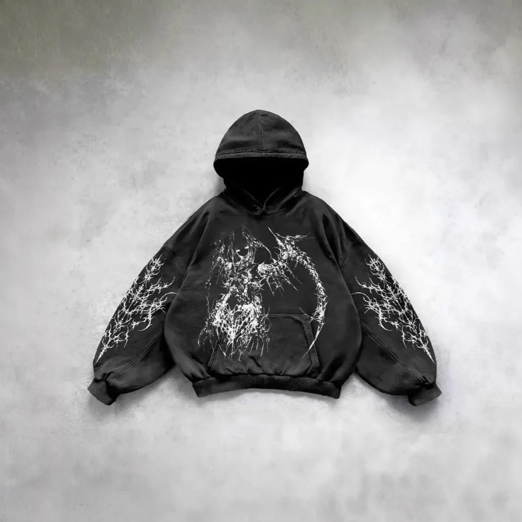 Sudadera con capucha con forro polar con estampado 3D de esqueleto Retro, sudadera superior de moda Unisex, ropa informal Popular para jóvenes para primavera 2025, 2025