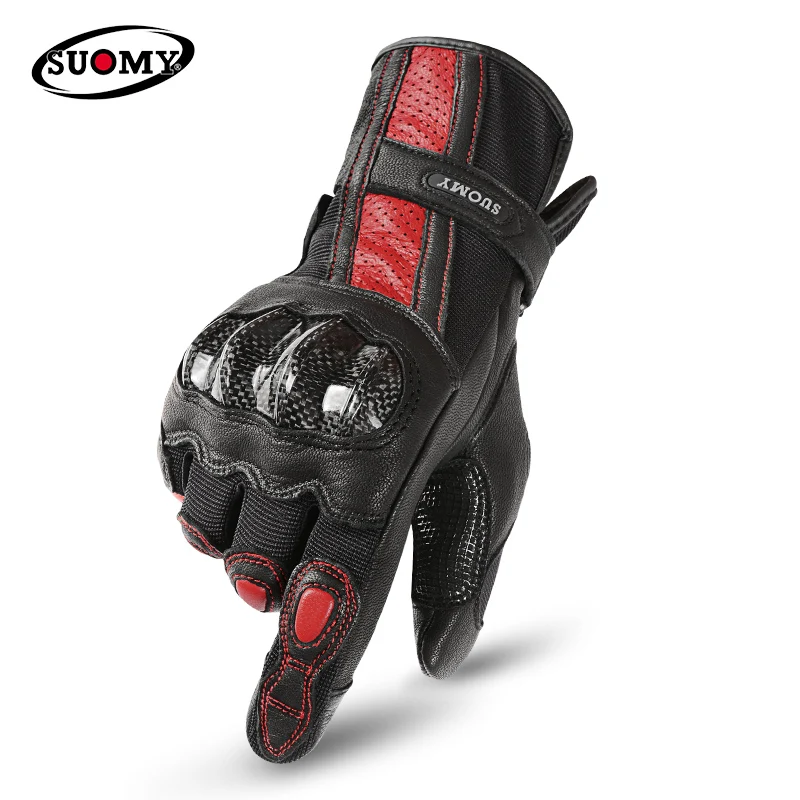 

SUOMY Men Women Vintage Motorcycle Gloves Riding Non-slip Genuine Leather Breathable Touch Screen Motocross Motorbike Gloves