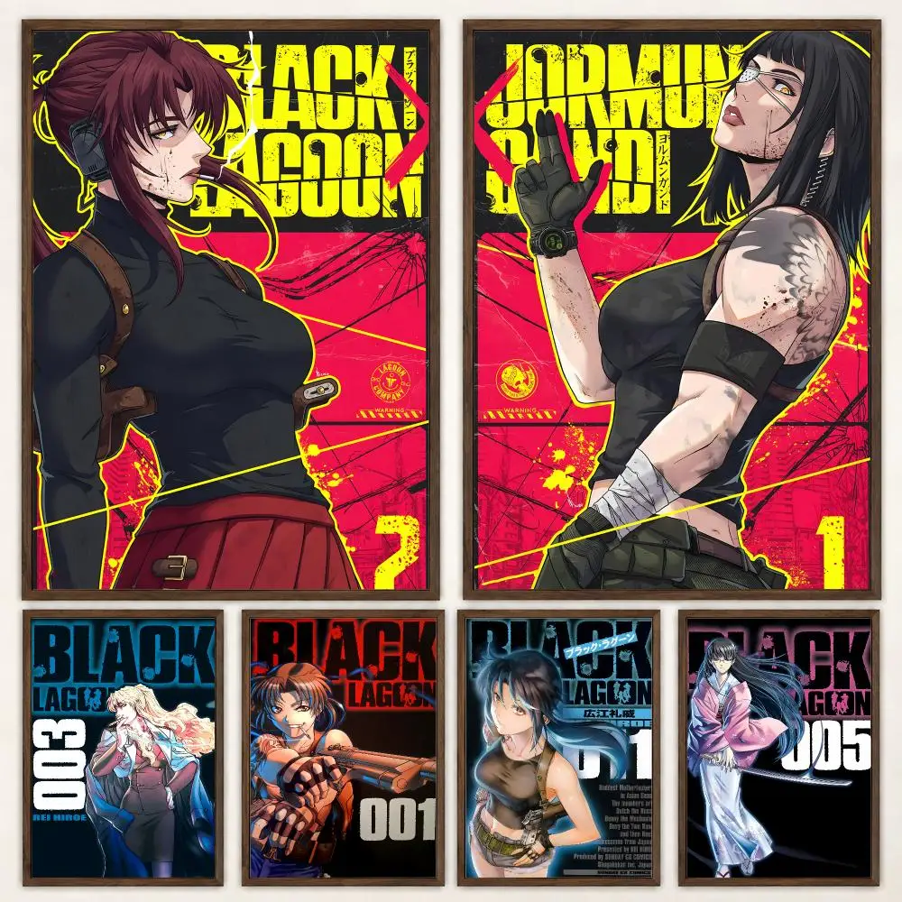 Dark Action Anime Black Lagoon Poster Self‑Adhesive Waterproof Poster Sticker Coffee House Bar Wall Art Home Decor