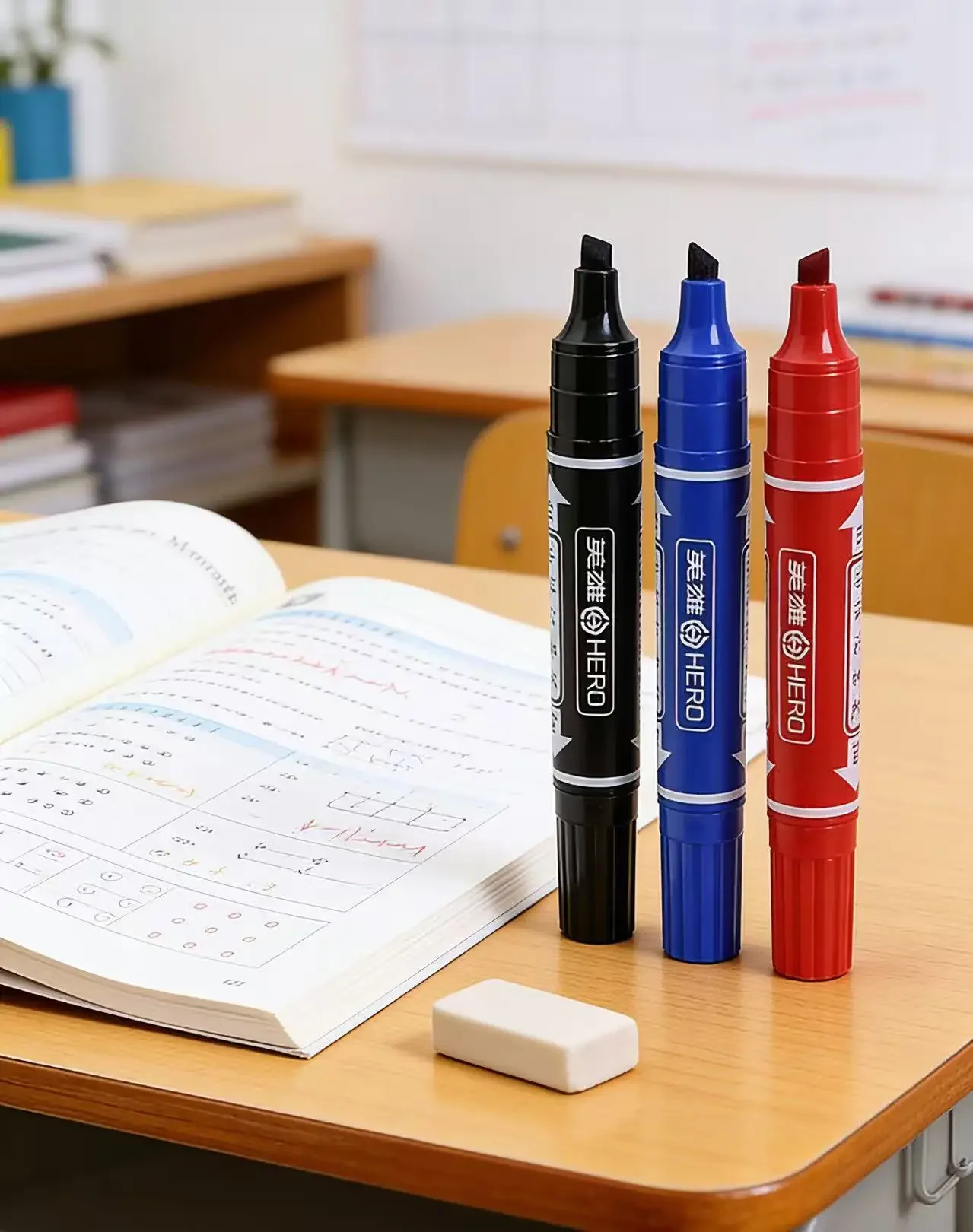 

Hero 880 Dual Tip Permanent Marker Pen Large Capacity Oil Based Waterproof Logistics Marking Pen Fine & Broad Nib Office