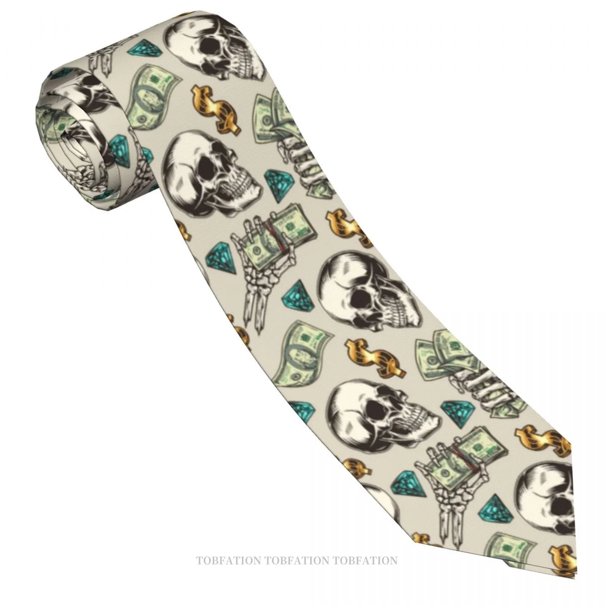 Money Vintage Skull Skulls Classic Men's Printed Polyester 8cm Width Necktie Cosplay Party Accessory