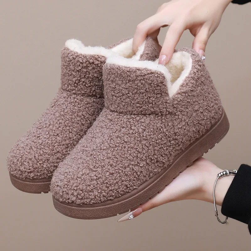 Women Shoes  Winter Snow Boots Fashion Plush Warm Thick Sole Cotton Shoes Anti Slip Soft Sole Outdoor Cold Proof Ankle Boots