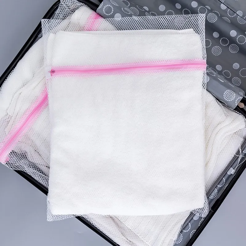 3 Size Zippered Mesh Laundry Wash Bag Foldable Thicken Delicates Underwear Washing Machine Clothes Laundry Protect Coarse Net