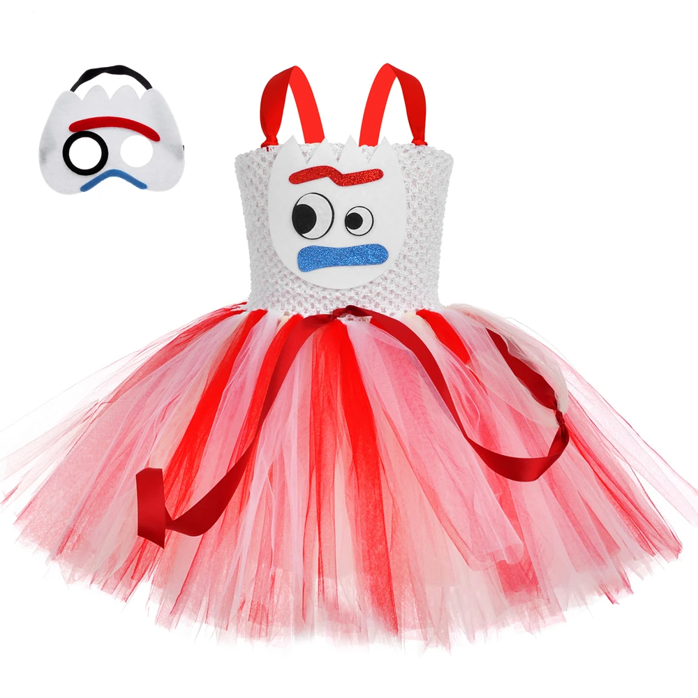 

Toy Forky Princess Dresses for Kids Christmas Halloween Costumes Girls Birthday Party Tutu Outfit Child Story Clothes with Mask