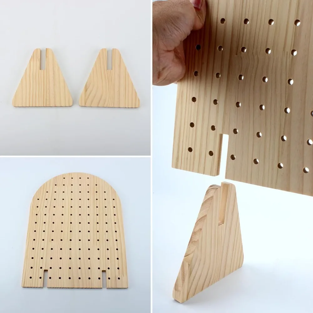 

Wooden Pegboard Display Stand Decoration with 25 Pcs Wood Dowel Rods Jewelry Retail Display Rack Space-Saving Multifunction