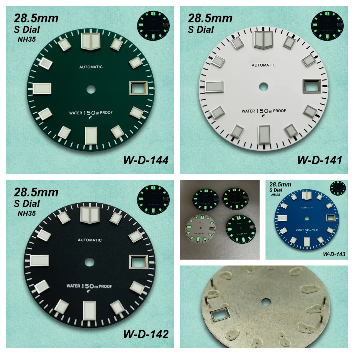 

28.5mm S Logo Matte Dial Fit NH35/NH36/4R/7S Japanese Movement Green Luminous Diving High-Quality Watch Modification Accessories