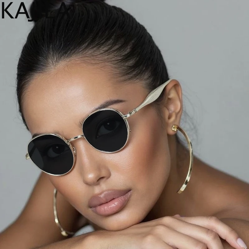 

Овальные солнцезащитные очки в стиле панк в маленькой оправе для женщин и мужчин, 2021, элитный бренд, винтажные металлические круглые солнцезащитные очки в стиле стимпанк, мужские уличные солнцезащитные очки UV400