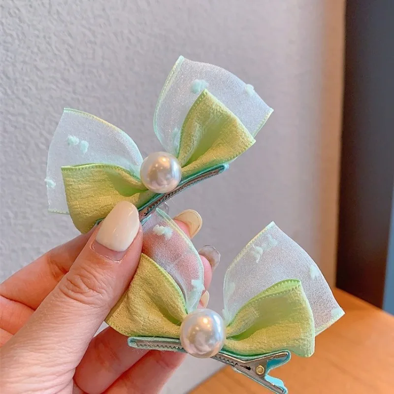 Haarspangen mit Perlenschleife für Kinder, rosa 3D-Haarspangen mit Hasenohren, niedlicher Blasengaze-Haarschmuck für kleine Mädchen.
